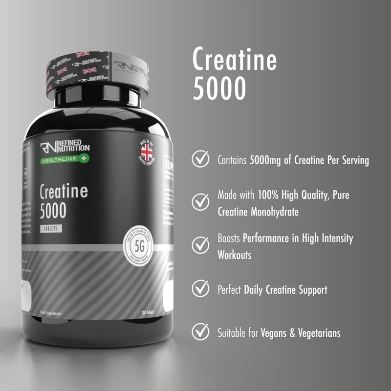 Refined Nutrition Creatine Monohydrate Tablets 5000mg, 100 Tablets