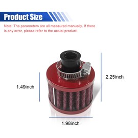 ZIMISI 0.47"/12mm Car Cold Air Intake Filter, Round Tapered Car Valve Cover Breather Filter, High Flow Automotive Filters, Fit for Most Cars, Motorcycles (Red)