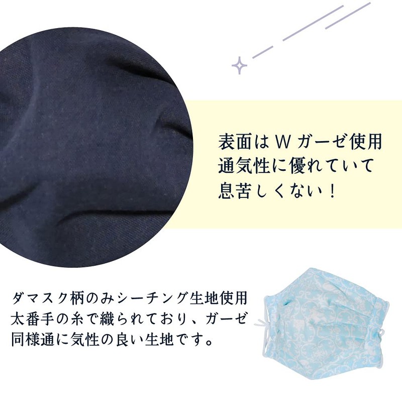 Yu-yasasii-MASK Gauze Mask Plain, Plain, Navy, Made in Japan, One