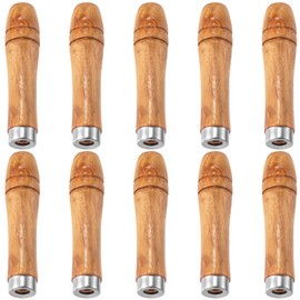 Pndeyo 10pcs Wooden File Handle with Strong Metal Collars, Medium Wooden Handle for 6"-8" File, Screwdriver Hand Drill File Handle