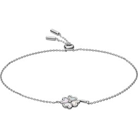 Fossil Women's sterling silver bracelet with chain, Length: 216mm, Sterling Silver, No gemstone