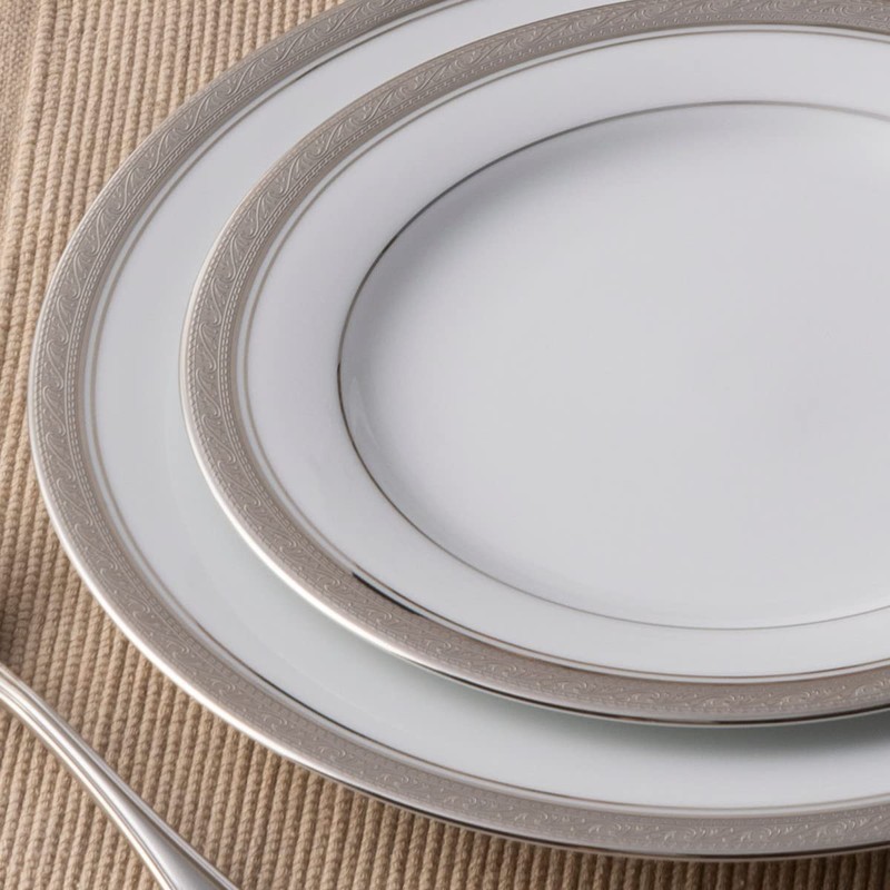 Noritake Crestwood Platinum - 5 piece place setting, White, 6"