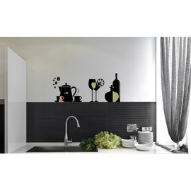 Coffee Wine Glasses Set Wall Decal - 34" x 15"