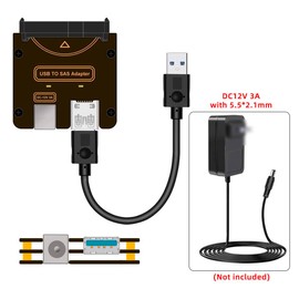 CY SFF-8482 SAS 29Pin to USB3.0 5Gbps Hard Disk Drive Raid Adapter with Chipset and Power Port (Need 12V/3A Power Supply)