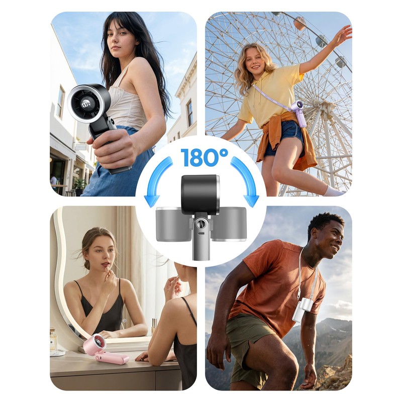 Gaiatop Portable Handheld Turbo Fan, 15 Hrs Cooling, 180° Foldable