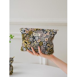 Floral Embroidering Makeup Bag, Large Capacity Cosmetic Storage Bag, Portable Travel Toiletry Bag,  for Women & Girls:_Multicolor_one-size