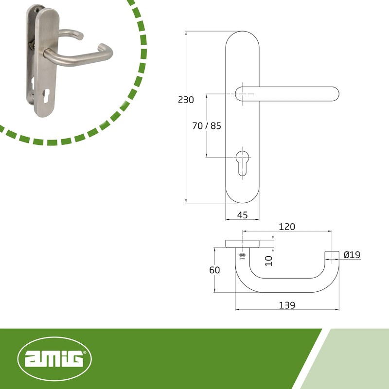 Amig - Door Handle Set with Door Plate | Model