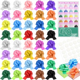 TUXIYA 40PCS 6 Inch Large Pull Bows,20 Colors Bow for Gift Wrapping,Reusable Birthday Ribbon Bow for Wrapping Boxes & Decorative Accents