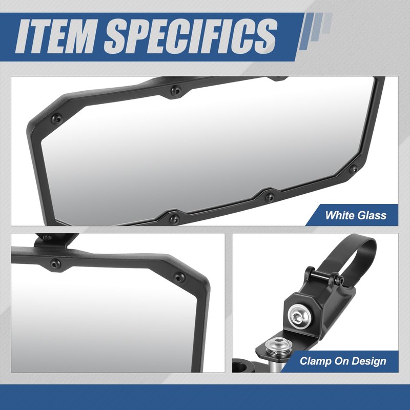 Auto Dynasty UTV Rear View Mirrors White Glass Rear View