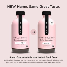 Pop & Bottle Coffee Concentrate - Cold Brew Concentrate, Iced Coffee Concentrate Liquid for Instant Ice Coffee & Cold Brew, Dairy Free, Makes Up to 16 Cups, USDA Organic - Vanilla, 8 Fl Oz (2 Pack)