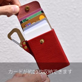 Cliff Men's Card Case, Card Holder, Carabiner, Gadget, Made in Japan, Leather, Brass, green