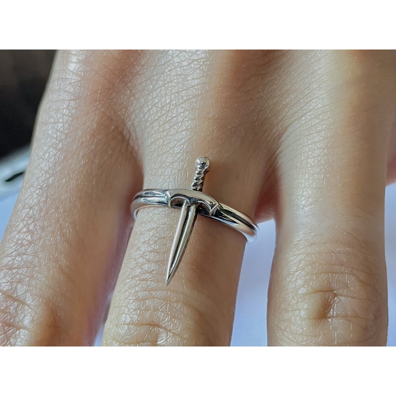 Sword Ring Sterling Silver 925 Dagger Open Wrap Adjustment Unisex