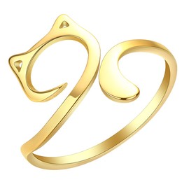 Chereda Gold Adjustable Ring Kitty Ears 1 Count Yarn Spring Knuckle Assistant Yarn Guide Adjustable Craft Tool Gift Cat Ears