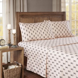 True North by Sleep Philosophy Cozy Flannel Warm 100% Cotton Sheet - Novelty Print Animals Stars Cute Ultra Soft Cold Weather Bedding Set, Twin, Pink French Bulldog 3 Piece