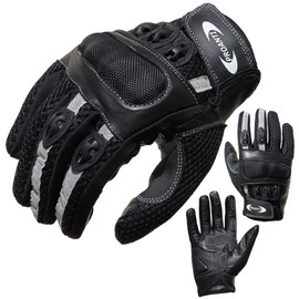 Summer Motorcycle Gloves PROANTI® Leather & venting Mesh M to XXL Summer Motorbike Gloves (M)