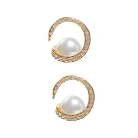 FRCOLOR Delicate Silver Pearl Ear Studs Creative Fashion Earrings for Women for Daily Wear Parties and Special Occasions Comfortable and Stylish Ear Decoration