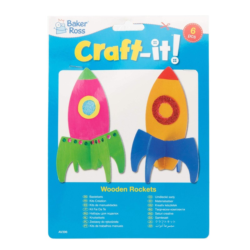 Baker Ross AV396 Wooden Rocket Stand up Kits (Pack of