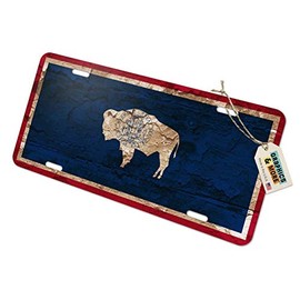 GRAPHICS & MORE Rustic Distressed Wyoming State Flag Novelty Metal Vanity Tag License Plate