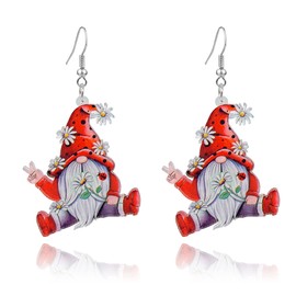 QUPENGXU Creative Daisy Dwarf Doll Earrings Easter Gifts Easter Goblin Dwarf Dangle Earrings For Women (chrysanthemum)