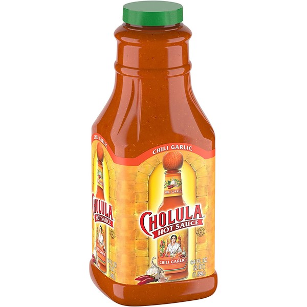 Cholula Chili Garlic Hot Sauce, 64 fl oz | Crafted with Mexican Peppers, Garlic and Signature Spice Blend | Gluten Free, Kosher, Vegan, Sugar Free