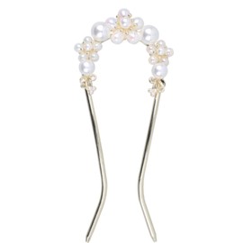 Miaomyao Hair Accessories, Hair Ornament, Kimono, Sleeve Closure, Pearl, Gold, Plum Flower, U-Shaped Hair Accessory