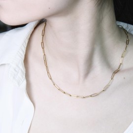 Exway 5 Pcs Paperclip Charm Necklaces Chain 18Inch Stainless Steel Gold Chain Necklaces Kit with Lobster Clasps for Crafts DIY Women Jewelry Making