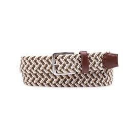 Dockers Men's Casual Everyday Braided Fabric Fully Adjustable Web Belt, Brown/Beige/Cream, Medium (34-36)