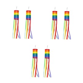 Totority 3sets Colorful Rainbow Column Windsock Flags Decorative Outdoor Garden Flags for Patio Decor Lightweight Unique Design for Enhanced Visual Appeal 2pcs*3