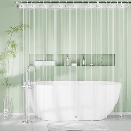 Seenus PEVA 8G Clear Shower Liner with 3 Large Magnets, 108 x 72 inch Extra Wide Waterproof Shower Curtain with 18 Hooks, 108'' W Bathroom Shower Curtain Liner for Clawfoot Tub