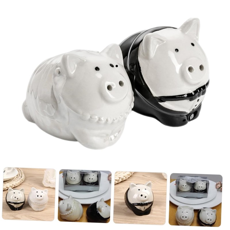 LABRIMP Ceramic Pig Jar Wedding Seasoning Pot Pig Pepper Salt