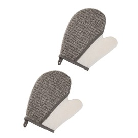 FRCOLOR 2pcs Flax Bath Gloves Back Scrubbing Gloves Exfoliating Bath Towels for Body Cleaning Spa Experience