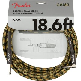 Fender Professional Instrument Cable 18.6ft Straight-Angle Woodland Camo - 1 Pack