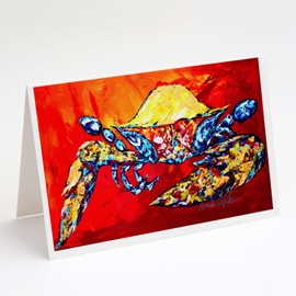 Caroline's Treasures Bring it on Crab in Red Greeting Cards Pack of 8 Blank Cards with Envelopes Whimsical A7 Size 5x7 Blank Note Cards