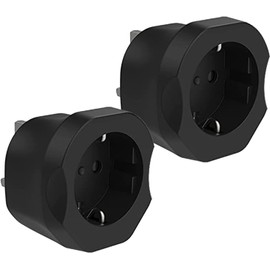 European to UK Plug Adaptor 2 Pack,VINTAR EU to UK Plug Adapter,2 Pin to 3 Pin Adapter Plug UK from France,Spain,Germany to UK,Black