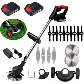 Unbranded 2500W Electric Cordless Grass String Trimmer Lawn Cutter Edger Weed + 2Battery