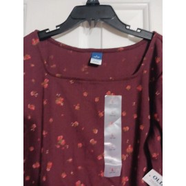 Old Navy NWT Girls Old Navy Long Sleeve Pointelle Knit Top Size L 10-12 Burg Floral  K2