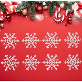 Snowflake Garlands - Set of 2 - Garland is 51" Long - 4 White 12" D Glittered Snowflakes on Each - Ideal for Christmas Decorating and Crafting