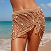 Women's Pure Hand Crochet Hollow Out Shell Khaki Swimwear Swimsuit