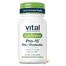Hyperbiotics Vital Nutrients Pro-15 Prebiotics  Probiotics for Women and Men  15 Science Backed Strains  Supports Occasional Constipation, Diarrhea,  
