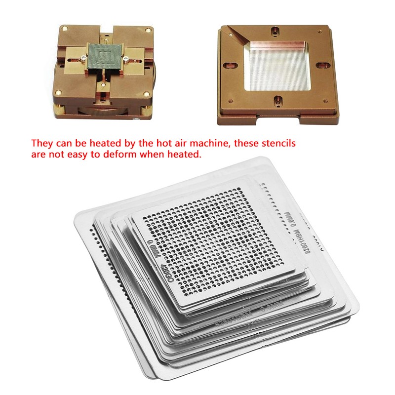 33pcs BGA Universal Reballing Rework Net Stencils Steel Template Mesh