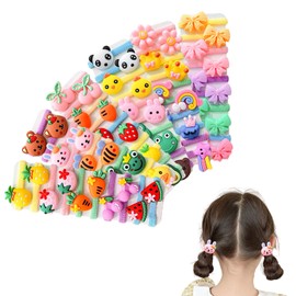 Kids Hair Bands,60PCS Seamless Cute Cartoon Fruit Bow Flower Crown Toddler Elastic Hair Bobbles,Ponytail Holder Girls Hair Accessories for Baby Girls Infants Kids Children (Colorful Fruit and Cartoon)