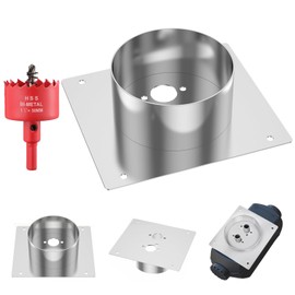 Puniama Diesel Heater Turret Plate 60mm High, Stainless Steel Diesel Heater Accessories, Mounting Bracket for Planar Parking Heater (20x18cm) with 50mm HSS Bi-Metal Hole Saw Cutter