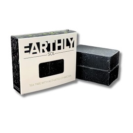 Earthly Sol NEW 2 Premium Homemade Organic Soaps (Charcoal and Tea Tree), GMO-Free, Made in the USA.