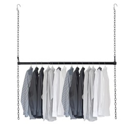 Closet Rod for Hanging Clothes, 18 to 46 Inches Adjustable Closet Hanging Rod, Metal Hanging Closet Organizer, Easy to Install Closet Bar, Perfect for Closet Organizers and Storage