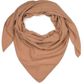 styleBREAKER 01020044 Women's Cotton Muslin Triangle Scarf Plain Colours Muslin Scarf Lightweight Scarf, brown