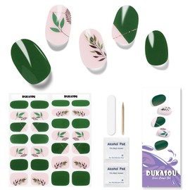 DUKASOU Nail Stickers,28 pcs Gel Nail Strips, Nail Gel Stickers Work with Any UV Lights, Long-Lasting Nail Wraps for Women, Nail Polish Stickers Easy to Apply & Remove