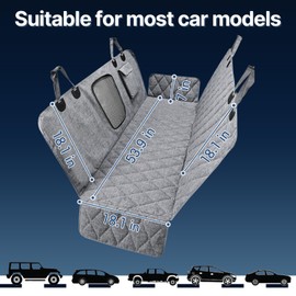 COSY105C Car Seat Cover for Back Seat, Waterproof Car Seat Protector for Dogs with Side Flaps Scratchproof Dog Backseat Cover Dog Hammock with Nonslip Bottom for All Car Standard(54" Wx55 L)(Grey)