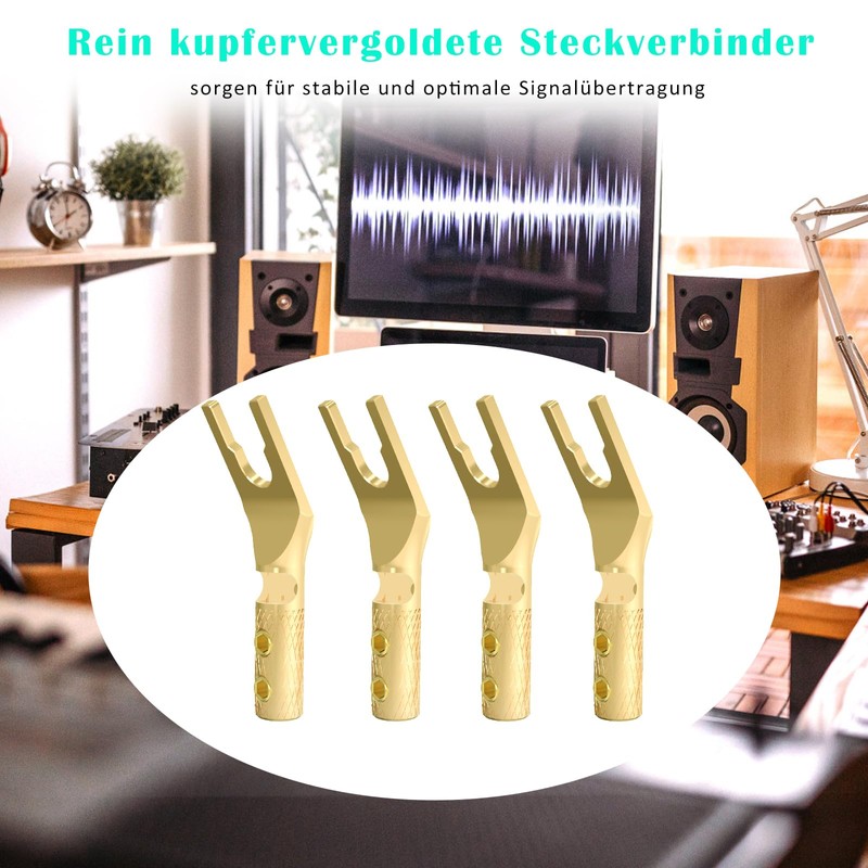 Monosaudio Speaker Fork Connector 8 Pieces Y Flat Connector Screw