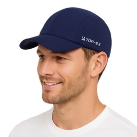 parte superior-EX ChillFlex Runner Cap XL/XXL – Gorra de béisbol sin estructura de ajuste elástico para verano, gorro de malla UV refrescante para correr y golf, Azul Marino Frío, Medium-Large