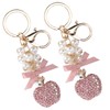 2Pcs Keychain Pendant Pearl DiamondStudded Fruit Shape Key Ring Girl